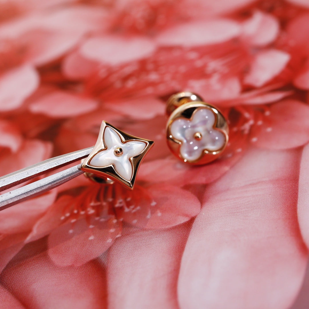 [Peak]STAR AND SUN ROSE GOLD MOP STUD EARRINGS