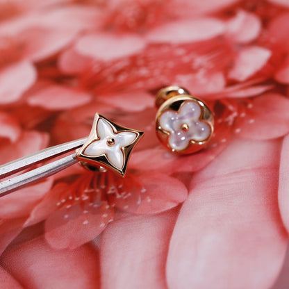 [Peak]STAR AND SUN ROSE GOLD MOP STUD EARRINGS