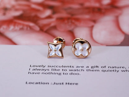 [Peak]STAR AND SUN ROSE GOLD MOP STUD EARRINGS