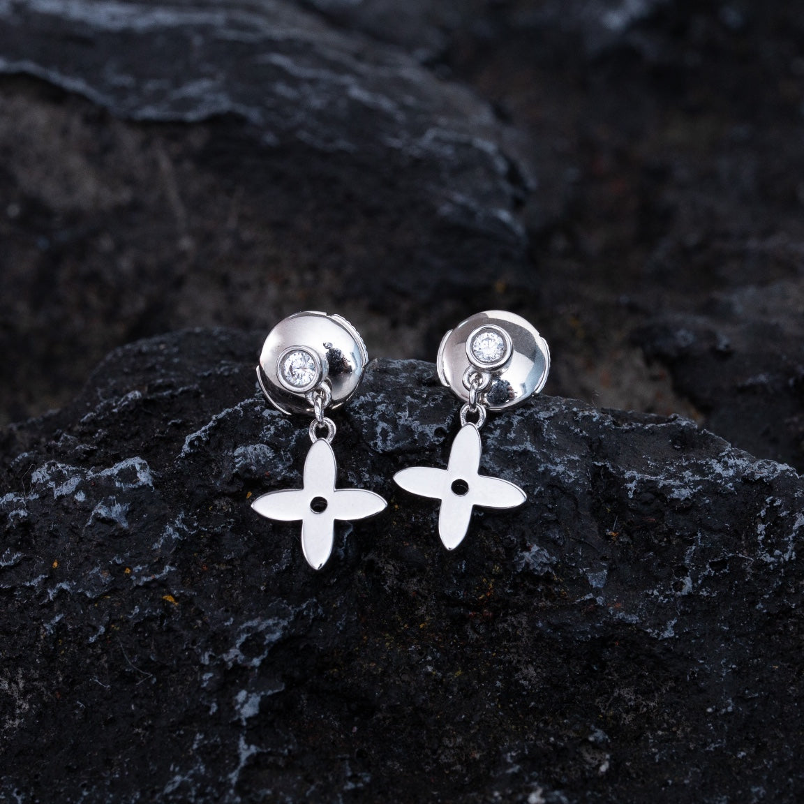 [Peak]VIDYLLE SILVER DIAMOND MINI DROP EARRINGS