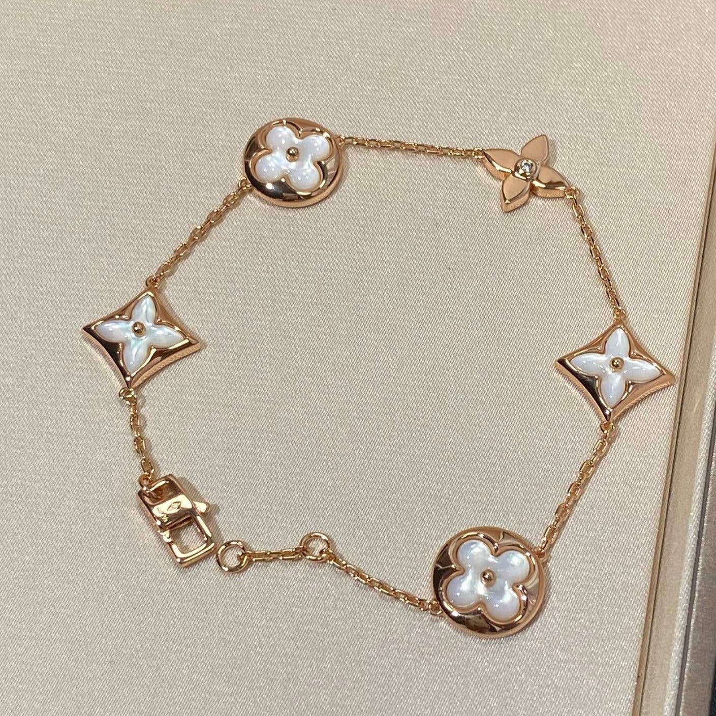 [Peak]STAR AND SUN 5 MOTIF MOP ROSE GOLD BRACELET