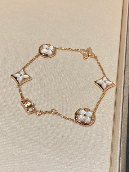 [Peak]STAR AND SUN 5 MOTIF MOP ROSE GOLD BRACELET