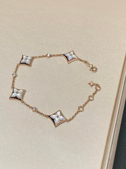 [Peak]STAR 4 MOTIF MOP DIAMOND ROSE GOLD BRACELET