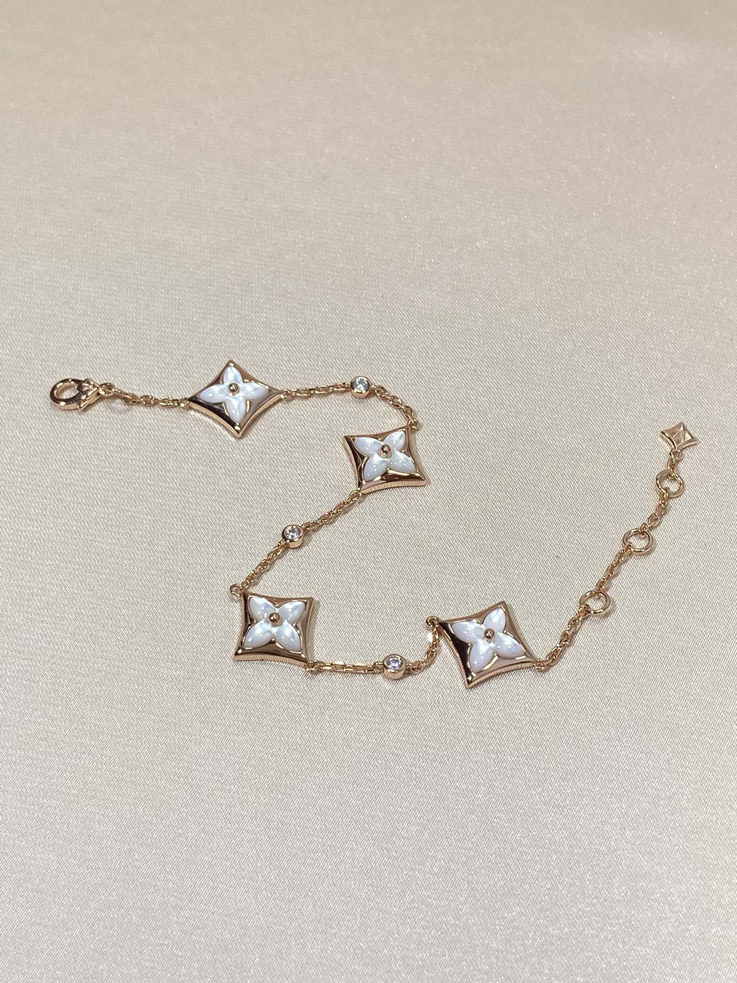 [Peak]STAR 4 MOTIF MOP DIAMOND ROSE GOLD BRACELET
