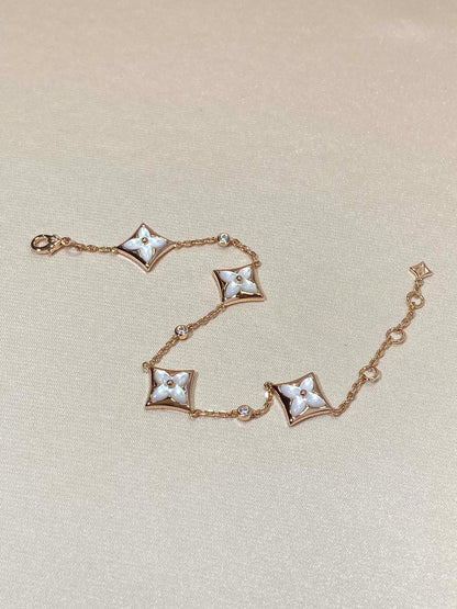 [Peak]STAR 4 MOTIF MOP DIAMOND ROSE GOLD BRACELET