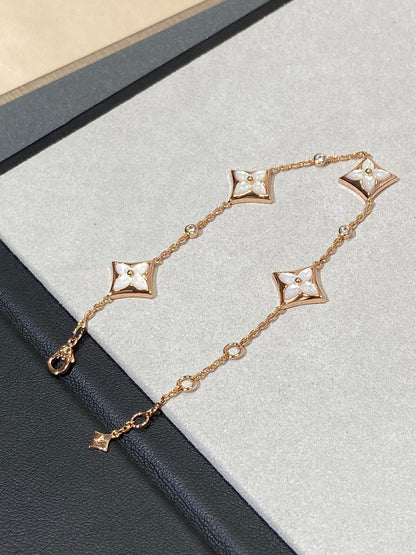 [Peak]STAR 4 MOTIF MOP DIAMOND ROSE GOLD BRACELET