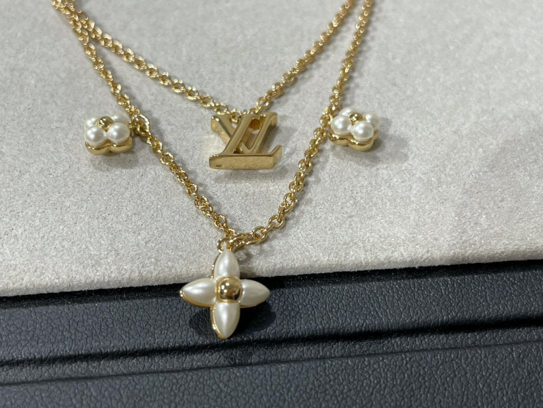 [Peak]FLOWERGRAM GOLD MOP DOUBLE ROW NECKLACE