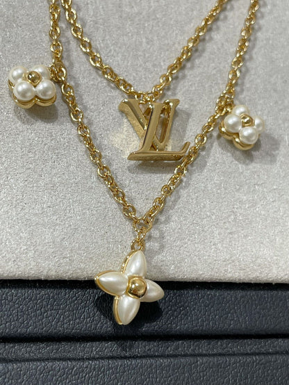 [Peak]FLOWERGRAM GOLD MOP DOUBLE ROW NECKLACE