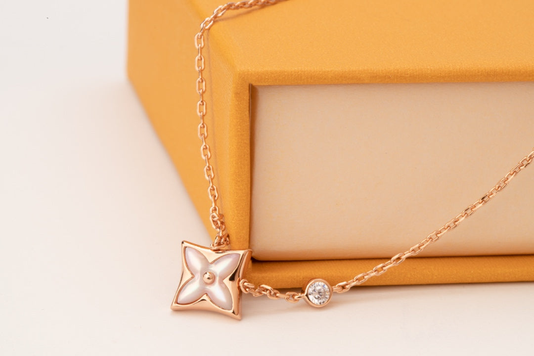 [Peak]STAR PINK MOP 1 DIAMOND ROSE GOLD NECKLACE