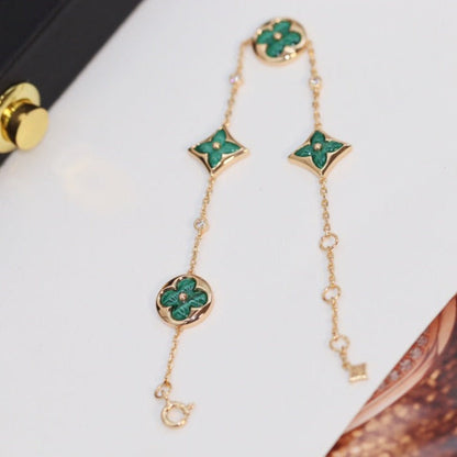 [Peak]STAR AND SUN 4 MOTIF ROSE GOLD MALACHITE BRACELET