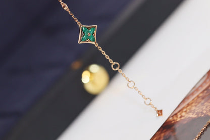 [Peak]STAR AND SUN 4 MOTIF ROSE GOLD MALACHITE BRACELET