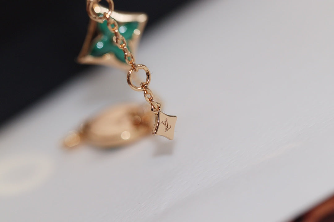 [Peak]STAR AND SUN 4 MOTIF ROSE GOLD MALACHITE BRACELET