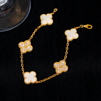 [Peak]LUCKY CLOVER 5-MOTIF BRACELET - WHITE MOTHER-OF-PEARL COLLECTION