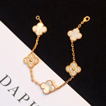 [Peak]LUCKY CLOVER 5-MOTIF BRACELET - WHITE MOTHER-OF-PEARL COLLECTION
