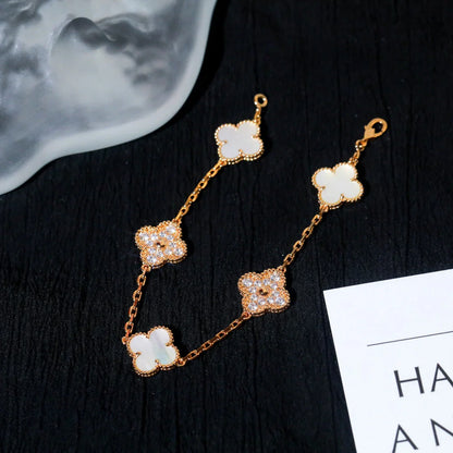 [Peak]LUCKY CLOVER 5-MOTIF BRACELET - WHITE MOTHER-OF-PEARL COLLECTION