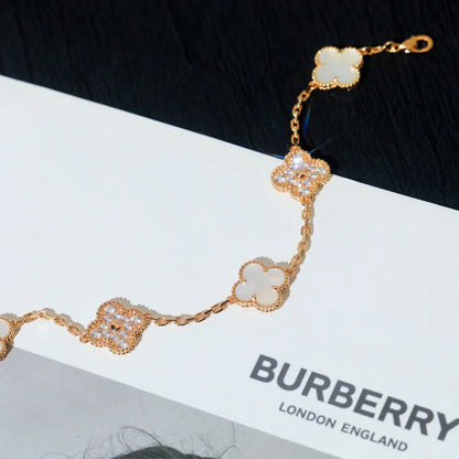 [Peak]LUCKY CLOVER 5-MOTIF BRACELET - WHITE MOTHER-OF-PEARL COLLECTION