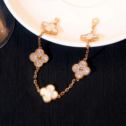 [Peak]LUCKY CLOVER 5-MOTIF BRACELET - WHITE MOTHER-OF-PEARL COLLECTION