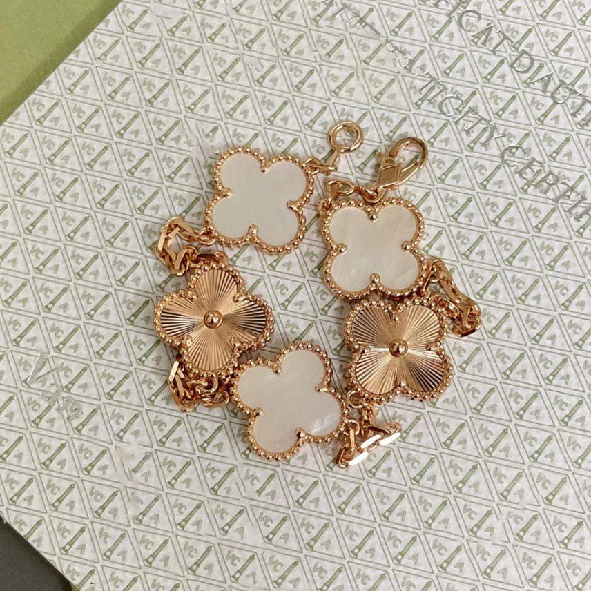 [Peak]LUCKY CLOVER 5-MOTIF BRACELET - WHITE MOTHER-OF-PEARL COLLECTION