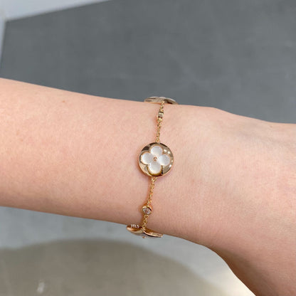 [Peak]STAR AND SUN 4 MOTIF WHITE MOP ROSE GOLD BRACELET