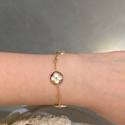 [Peak]STAR AND SUN 4 MOTIF WHITE MOP ROSE GOLD BRACELET