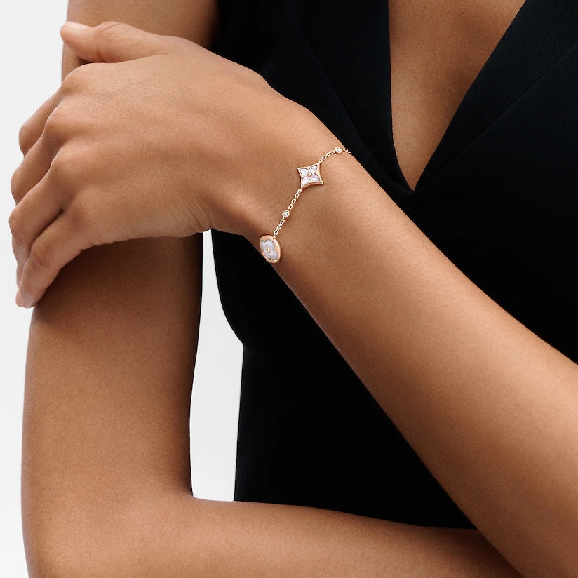 [Peak]STAR AND SUN 4 MOTIF WHITE MOP ROSE GOLD BRACELET