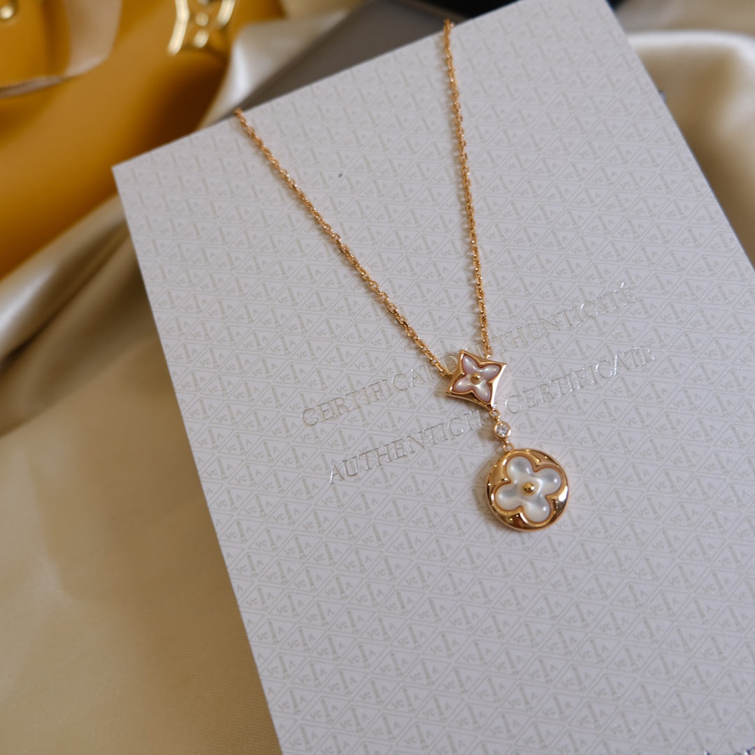 [Peak]STAR AND SUN WHITE MOP 2 MOTIF ROSE GOLD NECKLACE