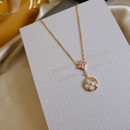 [Peak]STAR AND SUN WHITE MOP 2 MOTIF ROSE GOLD NECKLACE