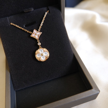 [Peak]STAR AND SUN WHITE MOP 2 MOTIF ROSE GOLD NECKLACE