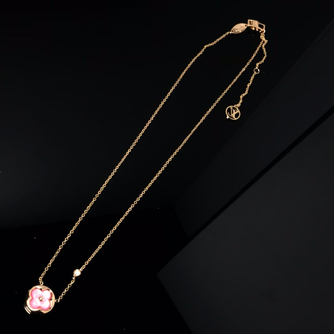 [Peak]COLOR BLOSSOM PINK MOP SUN GOLD NECKLACE