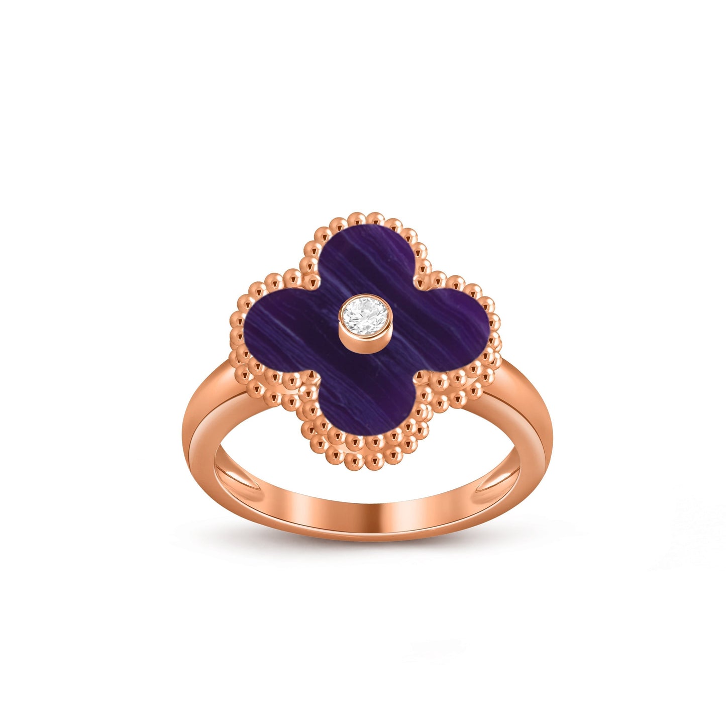 [Peak]LUCKY CLOVER DIAMOND-ACCENT ROSE GOLD RING COLLECTION