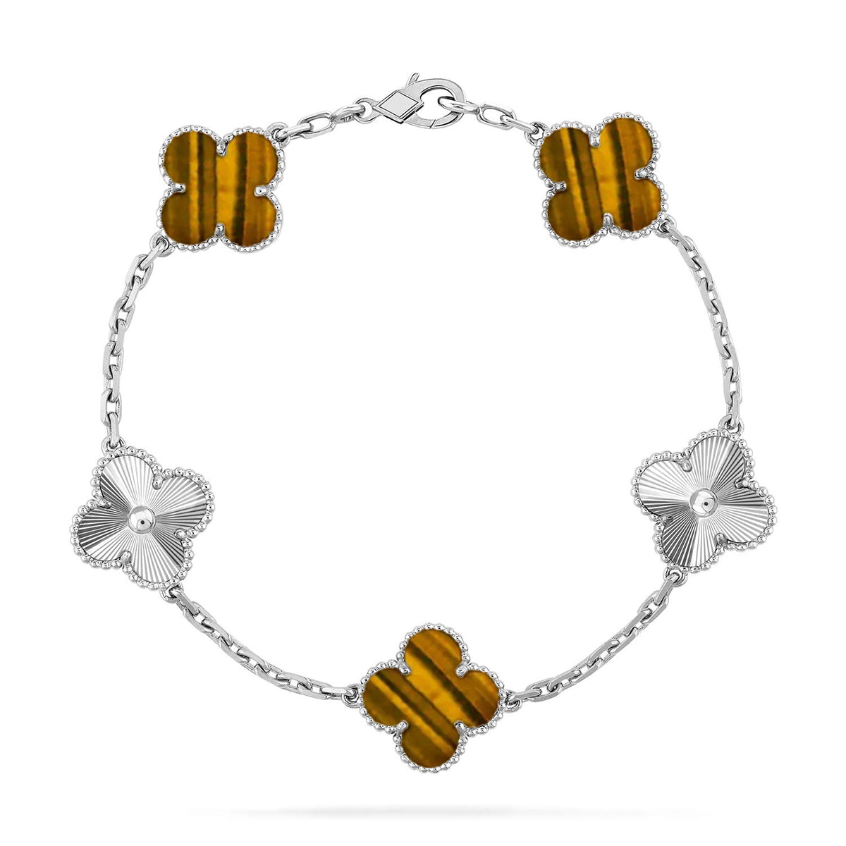 [Peak]LUCKY CLOVER 5-MOTIF BRACELET -  TIGER’S EYE COLLECTION