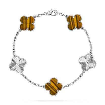 [Peak]LUCKY CLOVER 5-MOTIF BRACELET -  TIGER’S EYE COLLECTION