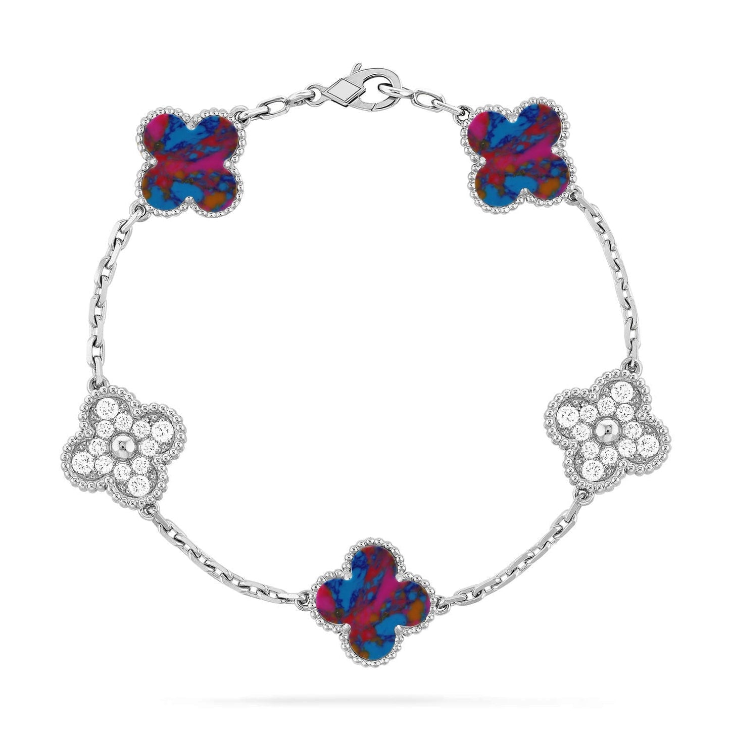 [Peak]LUCKY CLOVER 5-MOTIF BRACELET - MULTI-GEM COLLECTION