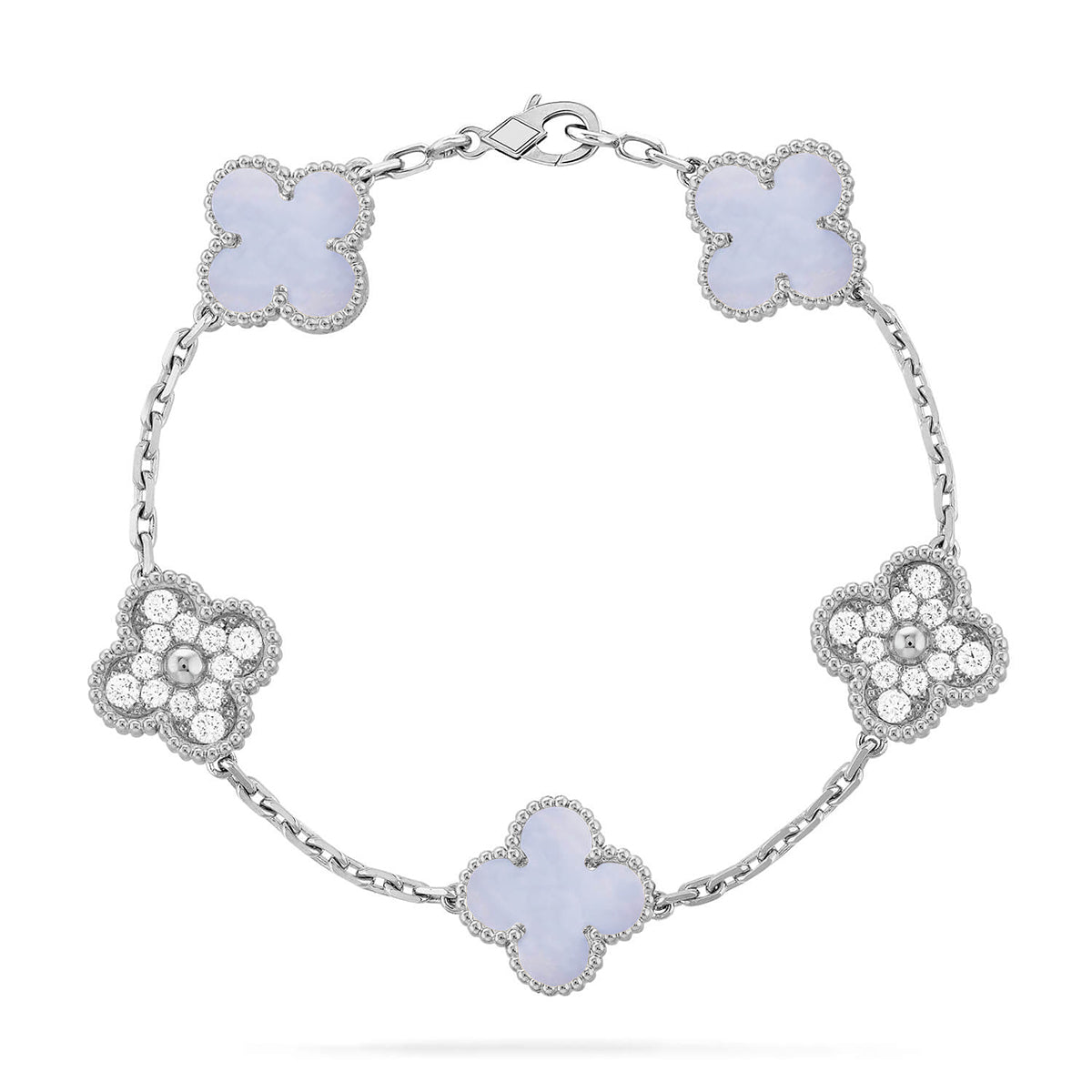 [Peak]LUCKY CLOVER 5-MOTIF BRACELET - PURPLE CHALCEDONY COLLECTION