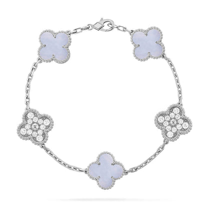 [Peak]LUCKY CLOVER 5-MOTIF BRACELET - PURPLE CHALCEDONY COLLECTION