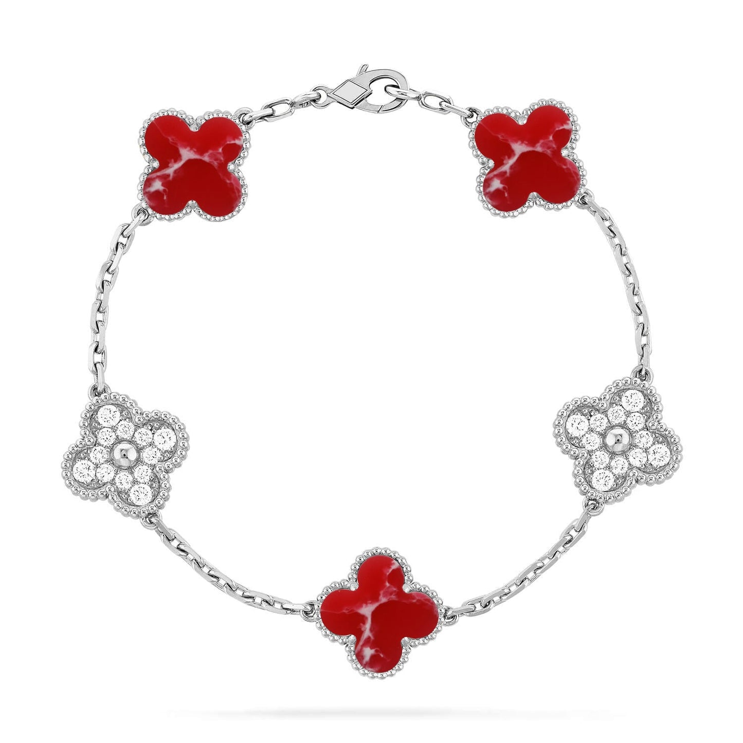[Peak]LUCKY CLOVER 5-MOTIF BRACELET - RED LARIMAR COLLECTION