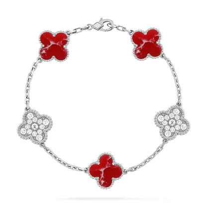 [Peak]LUCKY CLOVER 5-MOTIF BRACELET - RED LARIMAR COLLECTION