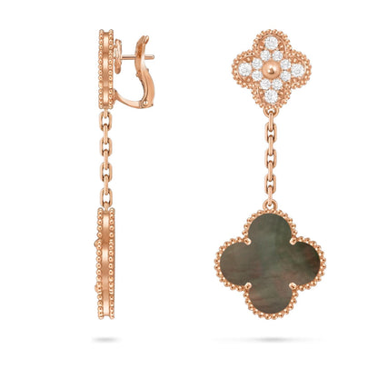 [Peak]CLOVER DUAL-MOTIF STATEMENT STUD EARRINGS - DOUBLE-CHARM COLLECTION