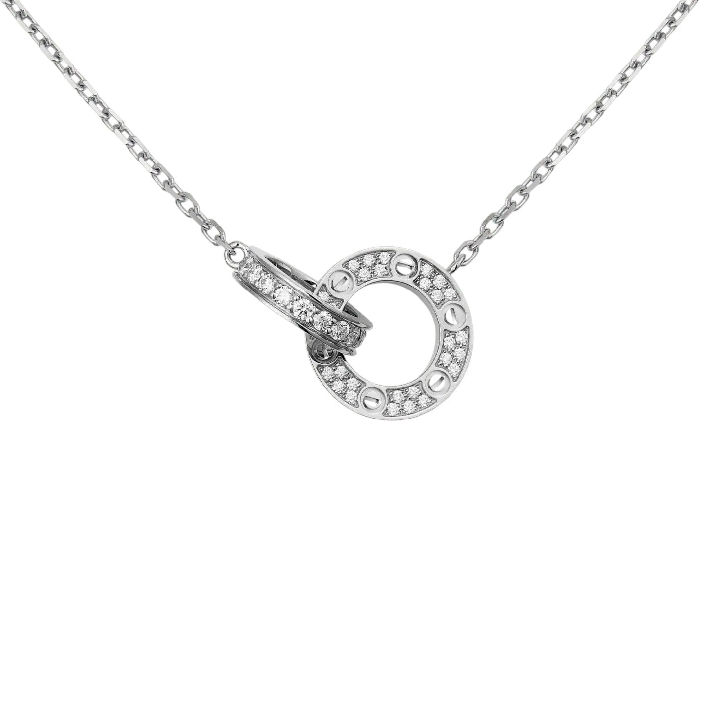 [Peak]LOVE DOUBLE-RING PENDANT FULL-PAVÉ NECKLACE