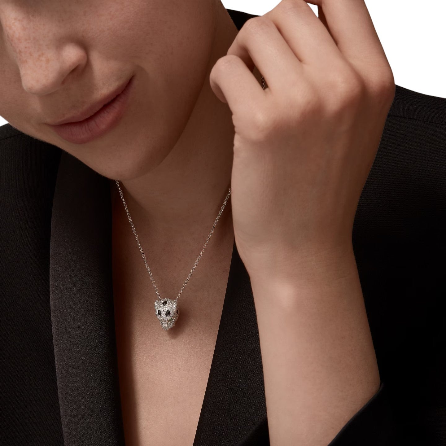 [Peak]LEOPARD HEAD FULL PAVÉ DIAMOND PENDANT NECKLACE