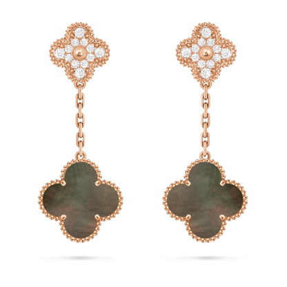 [Peak]CLOVER DUAL-MOTIF STATEMENT STUD EARRINGS - DOUBLE-CHARM COLLECTION