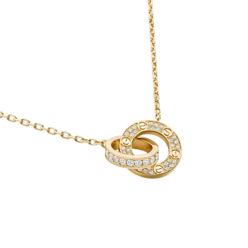 [Peak]LOVE DOUBLE-RING PENDANT FULL-PAVÉ NECKLACE