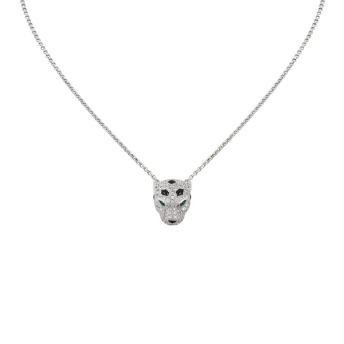 [Peak]LEOPARD HEAD FULL PAVÉ DIAMOND PENDANT NECKLACE