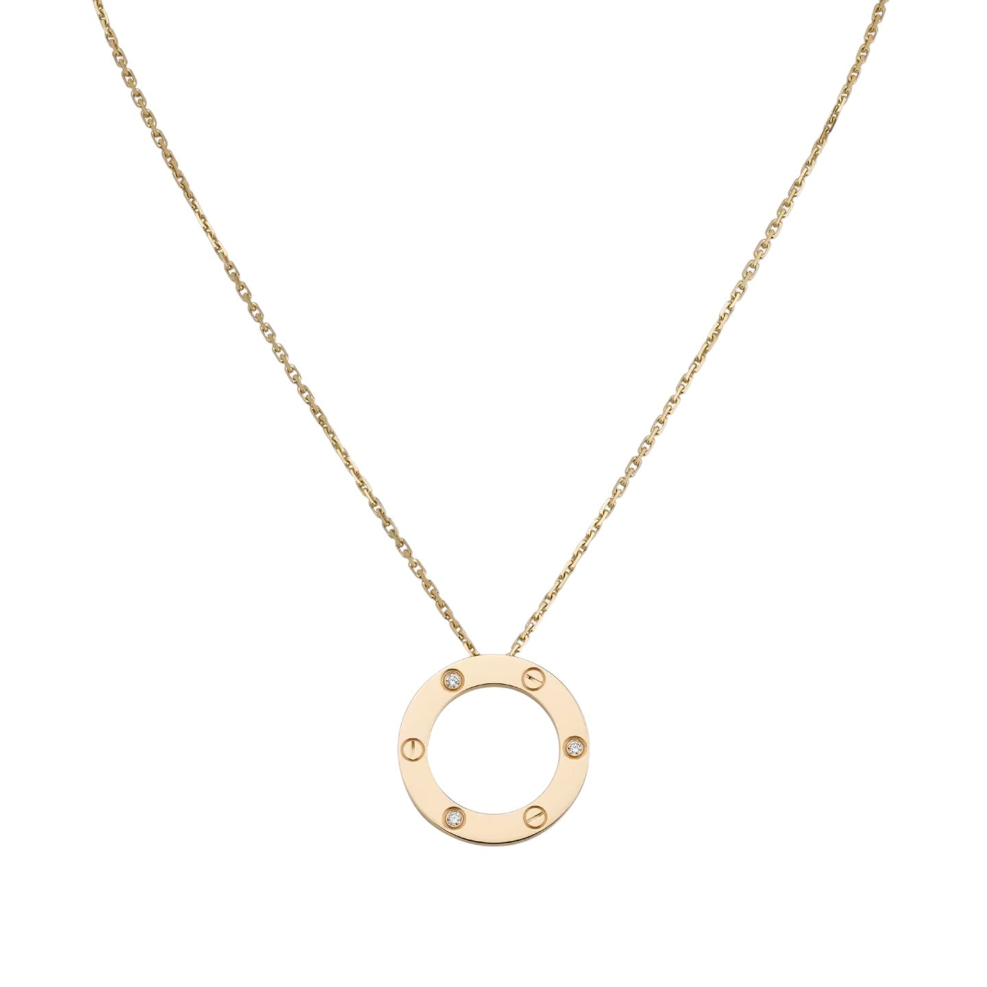 [Peak]LOVE LARGE CIRCULAR PENDANT 3-DIAMOND NECKLACE
