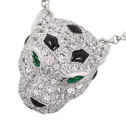 [Peak]LEOPARD HEAD FULL PAVÉ DIAMOND PENDANT NECKLACE