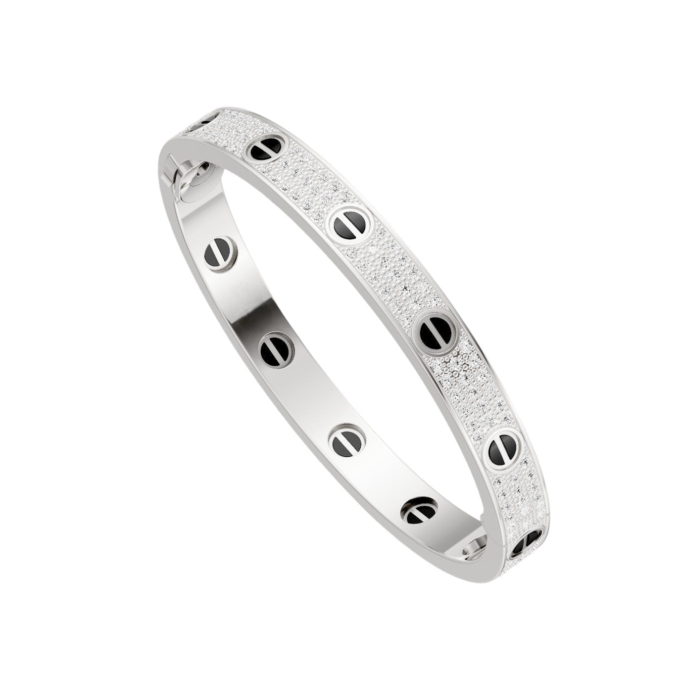 [Peak]CLASSIC 6.1MM LOVE BANGLE - DIAMOND PAVÉ & BLACK CERAMIC