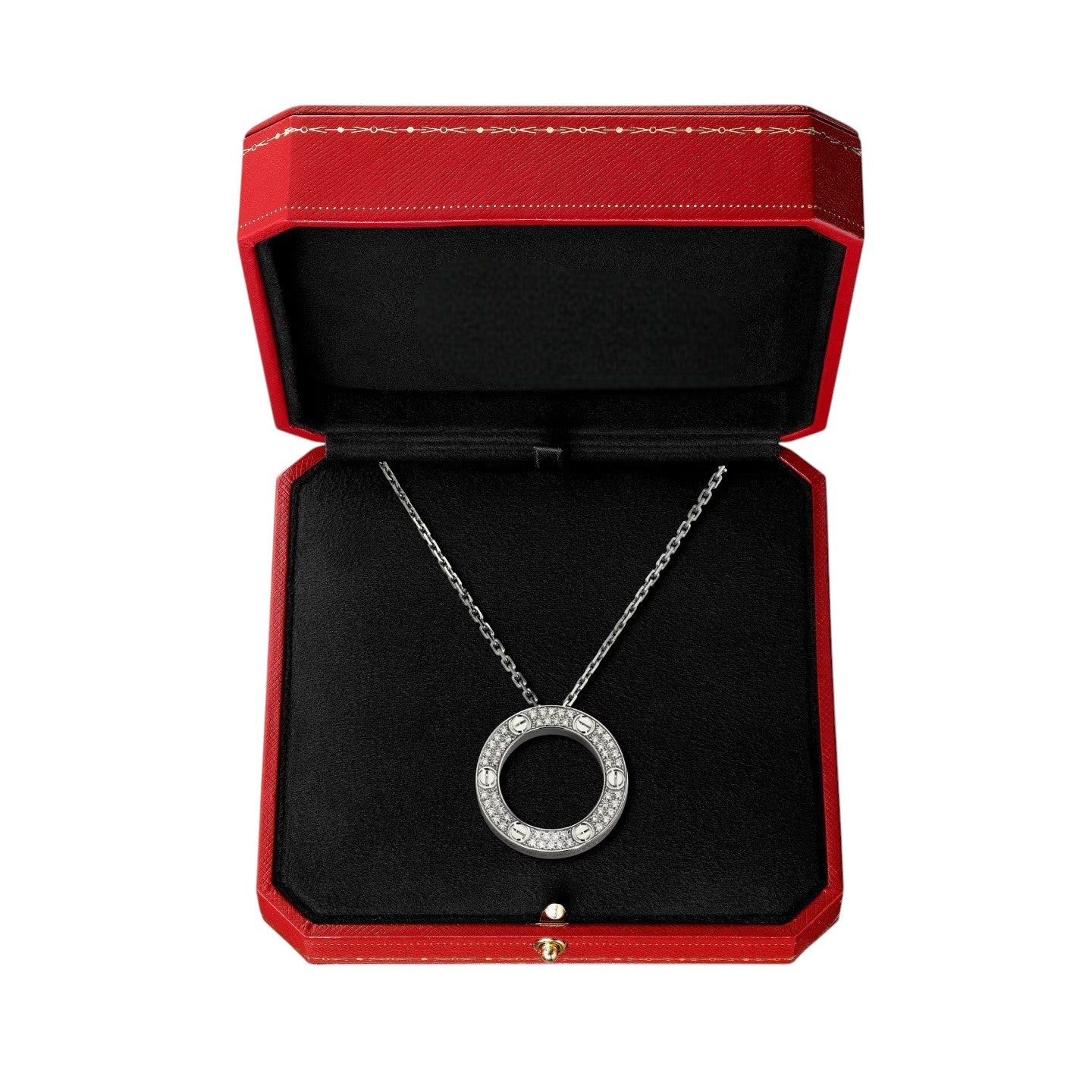 [Peak]LOVE LARGE CIRCULAR PENDANT FULL-PAVÉ DIAMOND NECKLACE