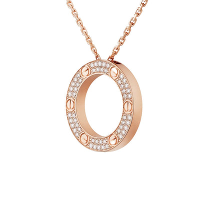 [Peak]LOVE LARGE CIRCULAR PENDANT FULL-PAVÉ DIAMOND NECKLACE