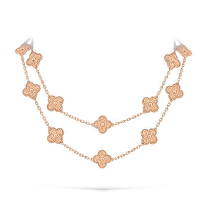 [Peak]CLASSIC 20-MOTIF LUCKY CLOVER LONG NECKLACE ROSE GOLD COLLECTION