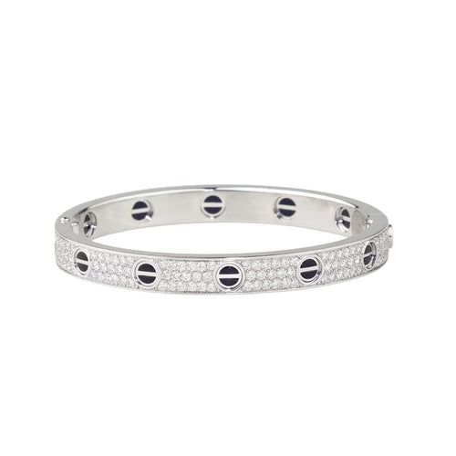 [Peak]CLASSIC 6.1MM LOVE BANGLE - DIAMOND PAVÉ & BLACK CERAMIC
